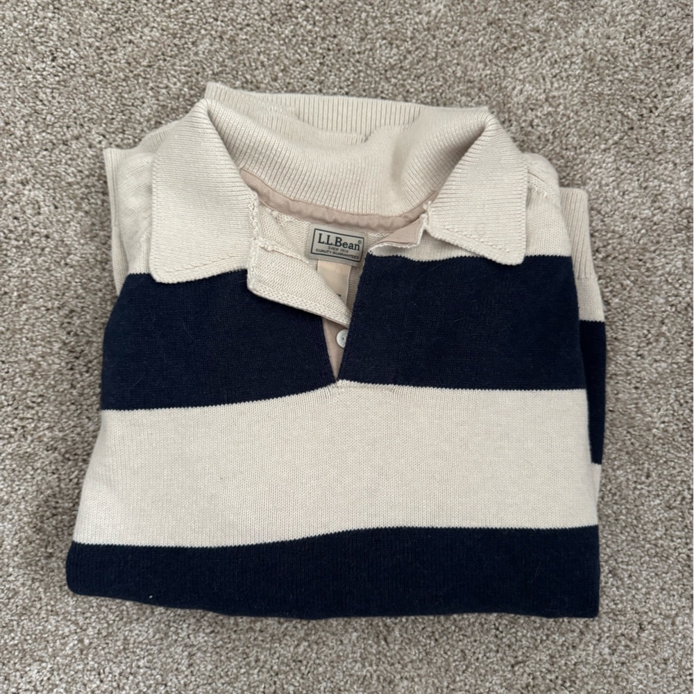 Men's Wicked Soft Cotton/Cashmere Sweater, Rugby Polo, Stripe Size XL